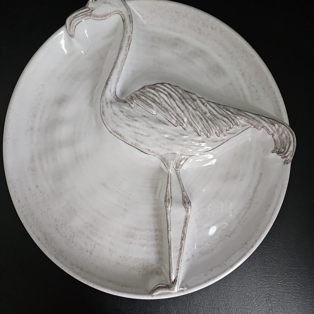 Pier 1 Imports‎ 3D 3-Section 13" Melamine Flamingo Serving Tray Coastal Beach